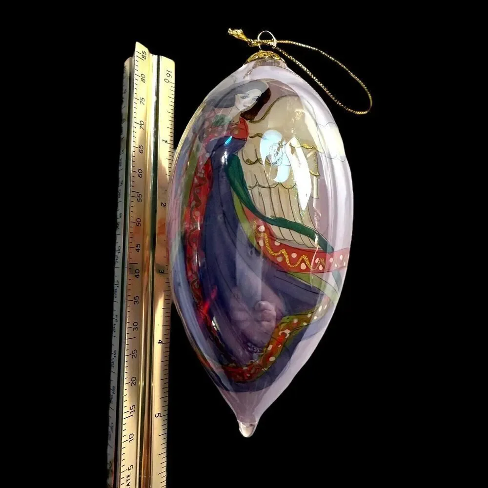 2005 Pier 1 Imports Li Bien Angel Harp Iridescent Christmas Teardrop Ornament 5”
